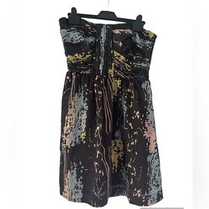MATTY M Strapless Printed Dress - Black Multicolor, US L